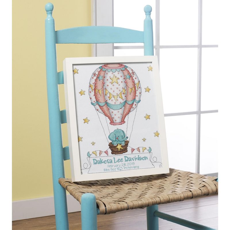 Bucilla Counted Cross Stitch Kit 10.5"X13.5"-Up, Up & Away Birth Record (14 Count)