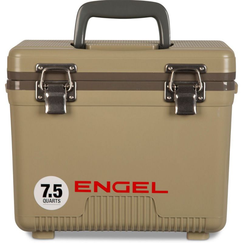 Engel 7.5-Quart 8-Can EVA Gasket Seal Ice and DryBox Cooler with Carry Handles and Shoulder Strap, Tan