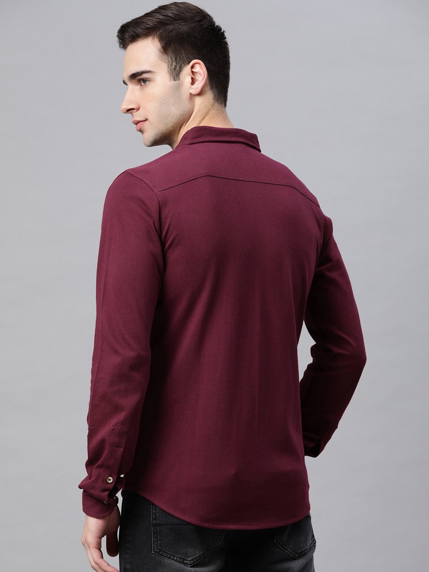 Manq Maroon Slim Fit Shirt