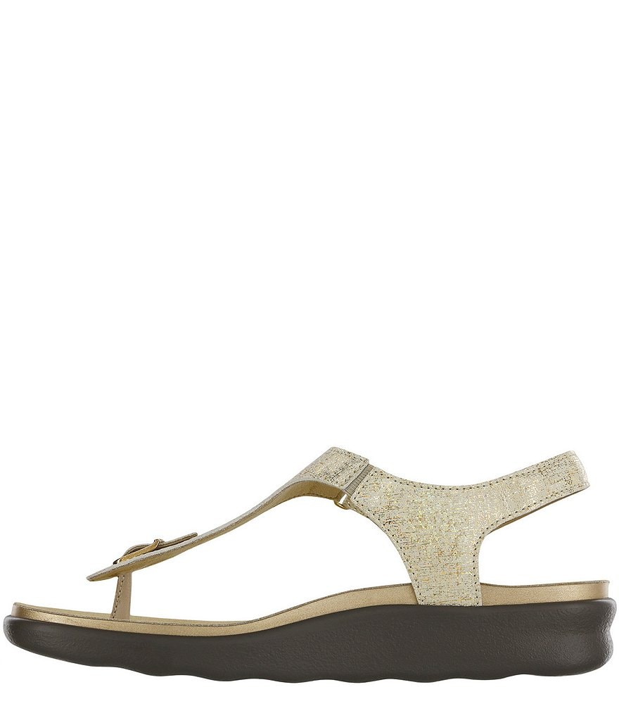 SAS Marina Leather Thong Wedge Sandals