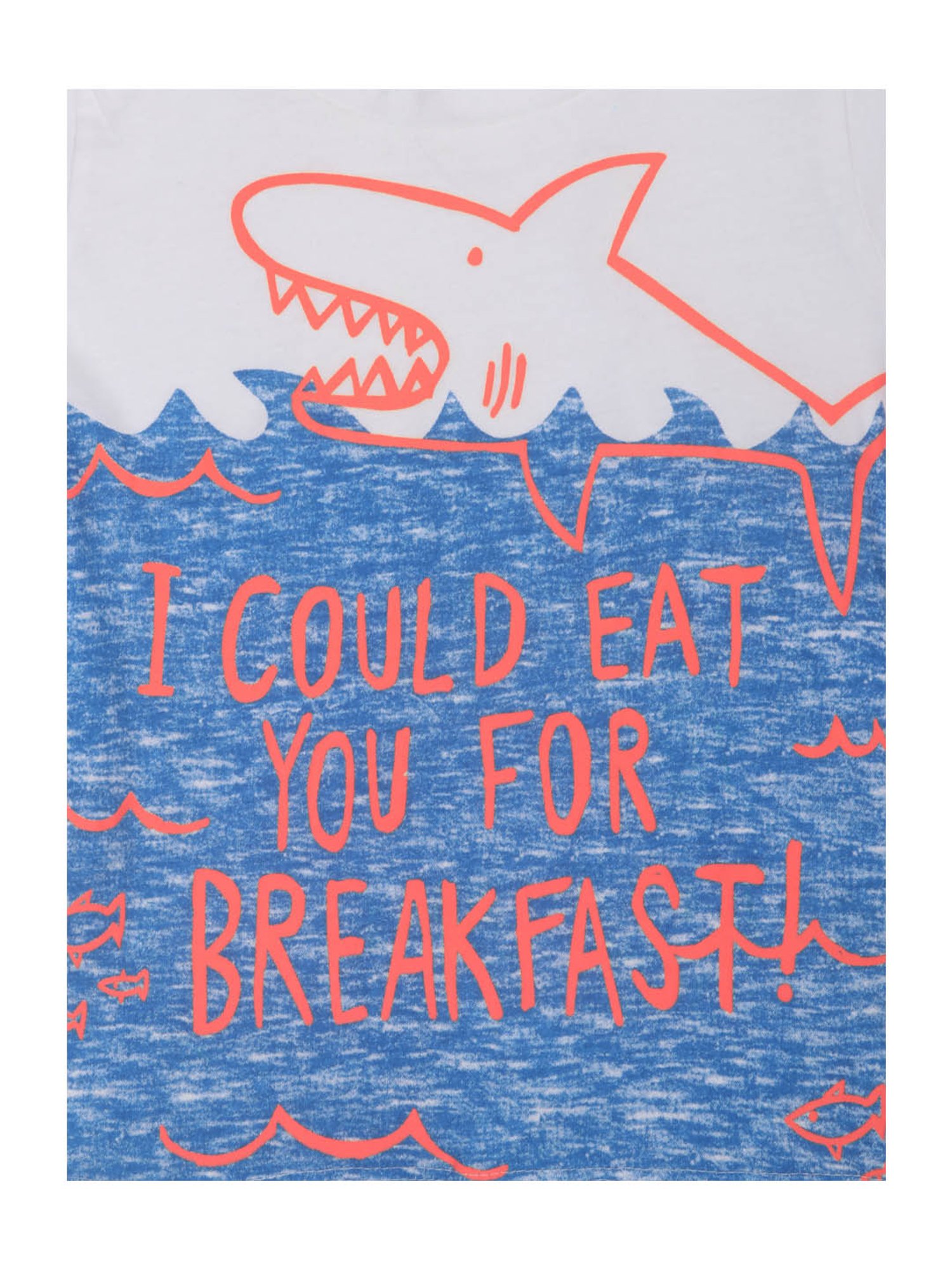 Lazy Shark Kids White & Navy Printed  T-Shirt with  Shorts