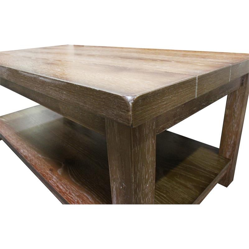 Nicki 3-Piece Solid Wood Living Room Coffee Set in Driftwood - Best Master Furniture