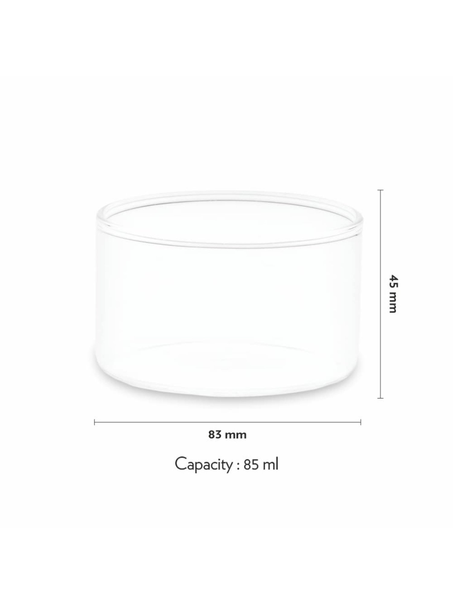 Borosil Transparent Glass Bowls Set of 6 (85 ML)