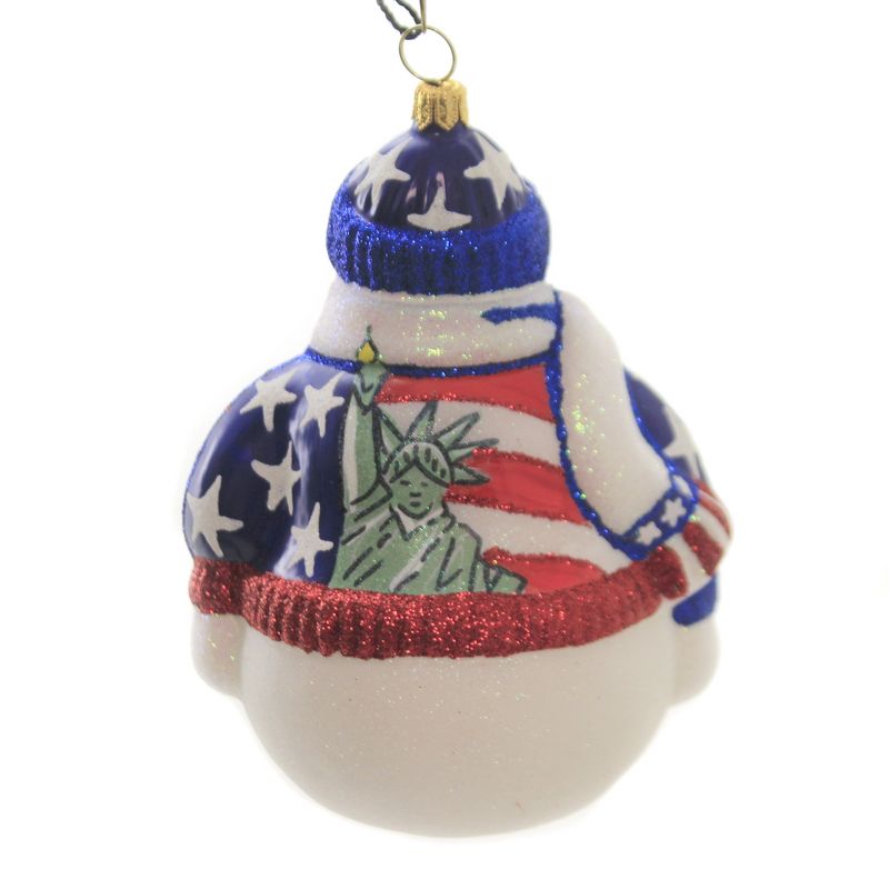 Joy To The World 5.0" Land Of The Free Snowman Ornament Patriotic Stars  -  Tree Ornaments