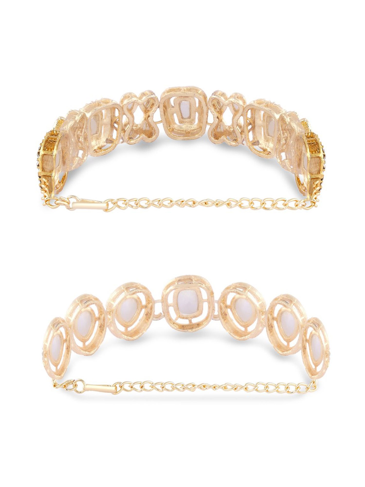 Zaveri Pearls Set of 2 Gold Tone Dazzling Austrian Diamonds & Stones Embellished Bracelets-ZPFK17670