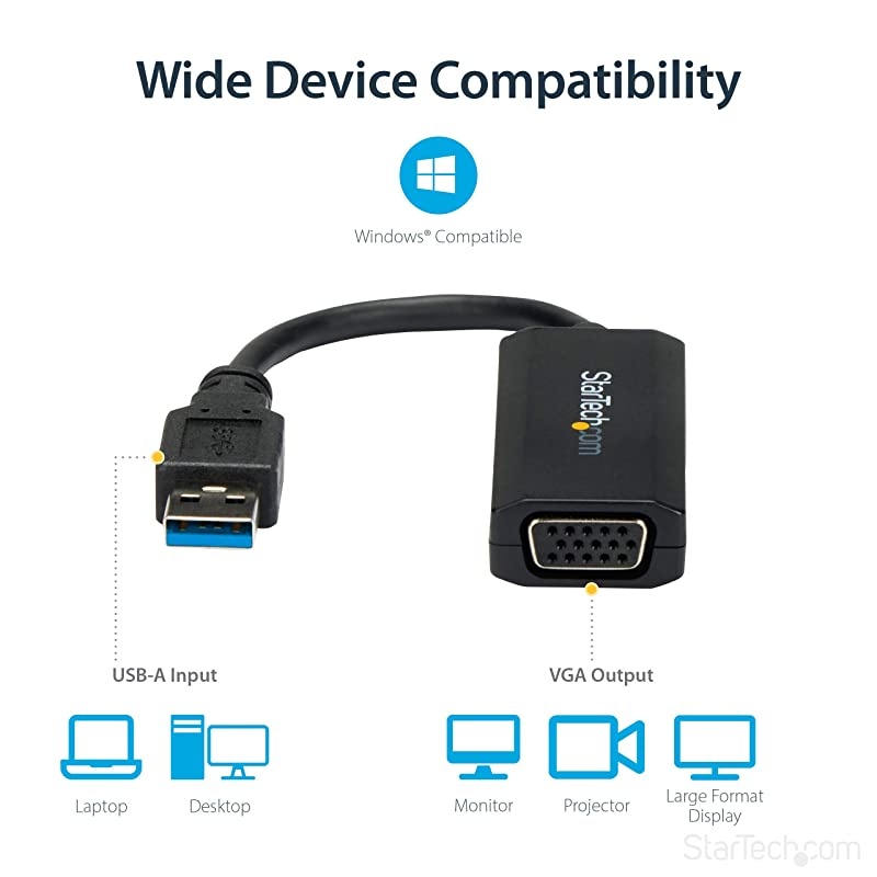 com USB 30 to VGA Display Adapter 1920x1200 OnBoard Driver Installation Video Converter with External Graphics Card Windows USB32VGAV