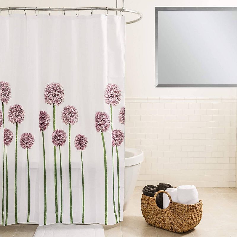 Fabric Floral Shower Curtain Purple/Green - Splash Home