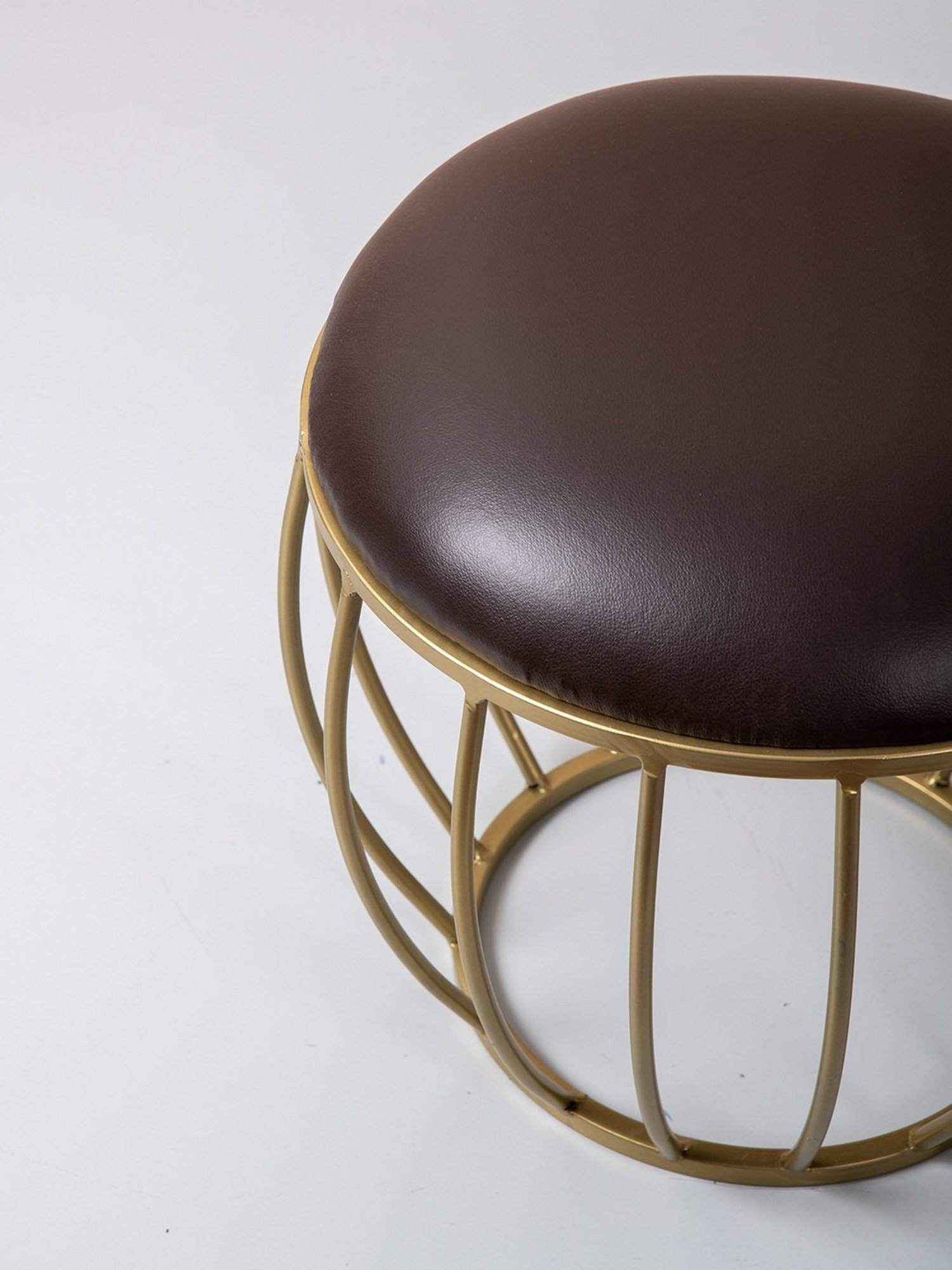 Chumbak French Sahara Solid Mustard Yellow Wood Ottoman