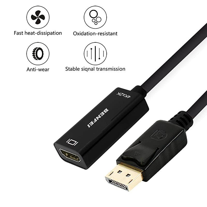 DisplayPort to HDMI,  Gold-Plated DP Display Port to HDMI Adapter (Male to Female) Compatible for Lenovo Dell HP and Other Brand