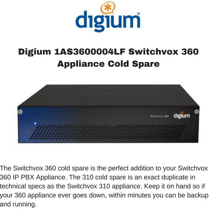 Digium 1AS3600004LF Switchvox 360 Appliance Cold Spare, NA