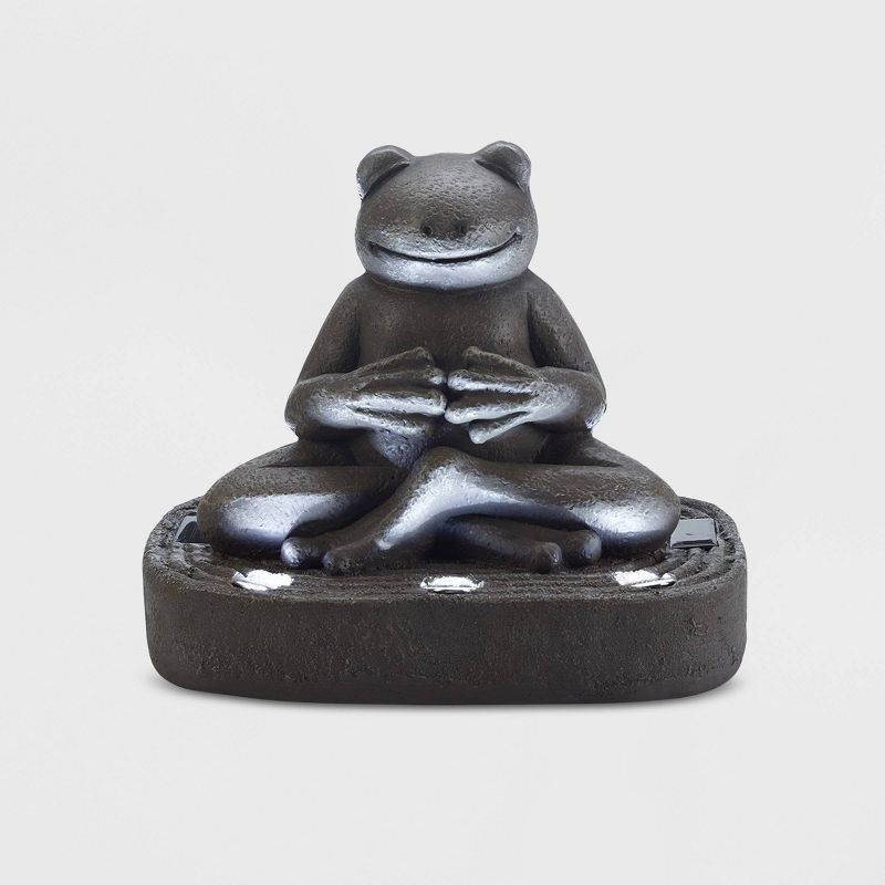 15" LED Solar Zen Frog Statue Gray - Smart Solar