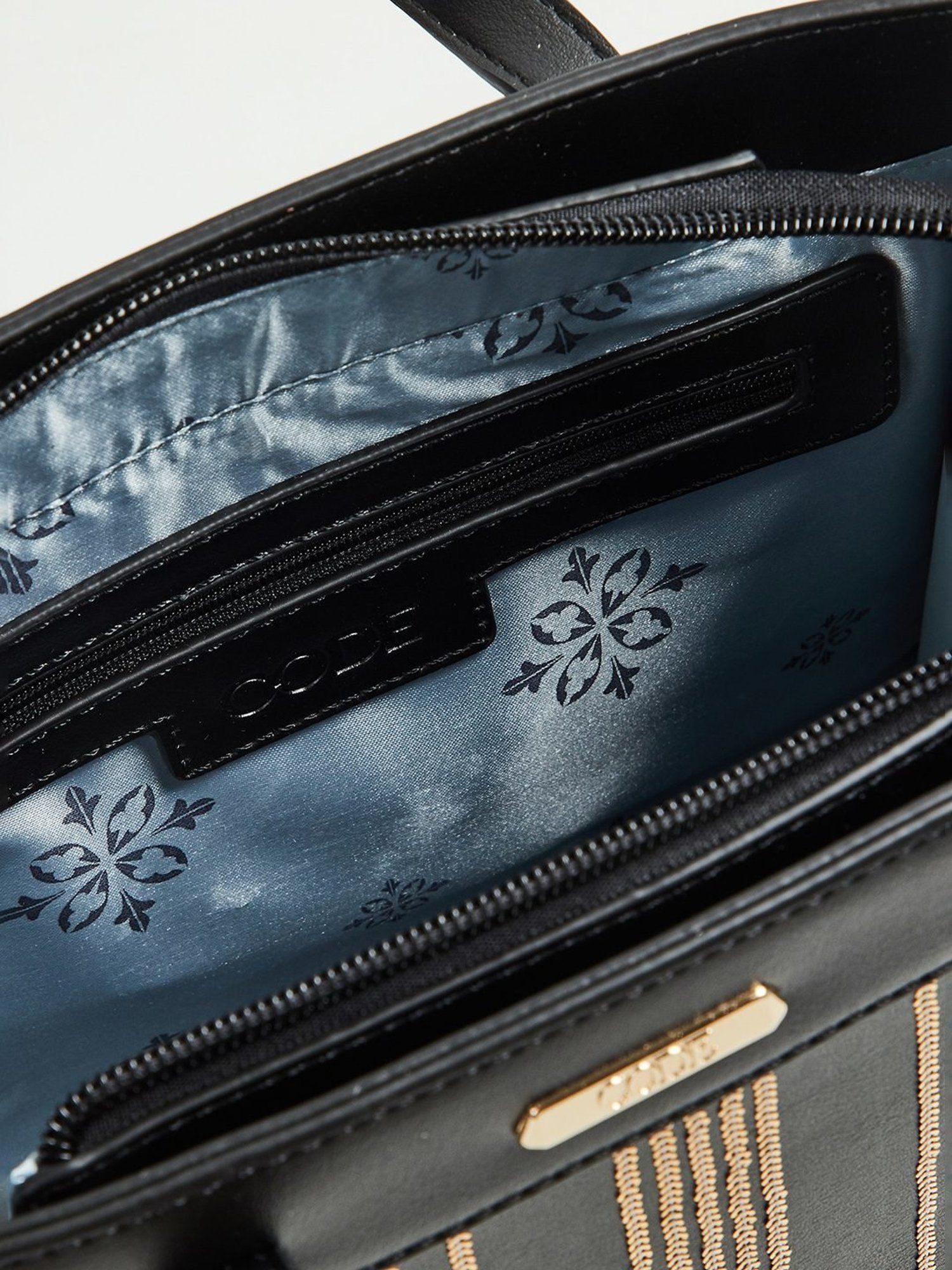 Code by Lifestyle Black Embellished Tote Bag