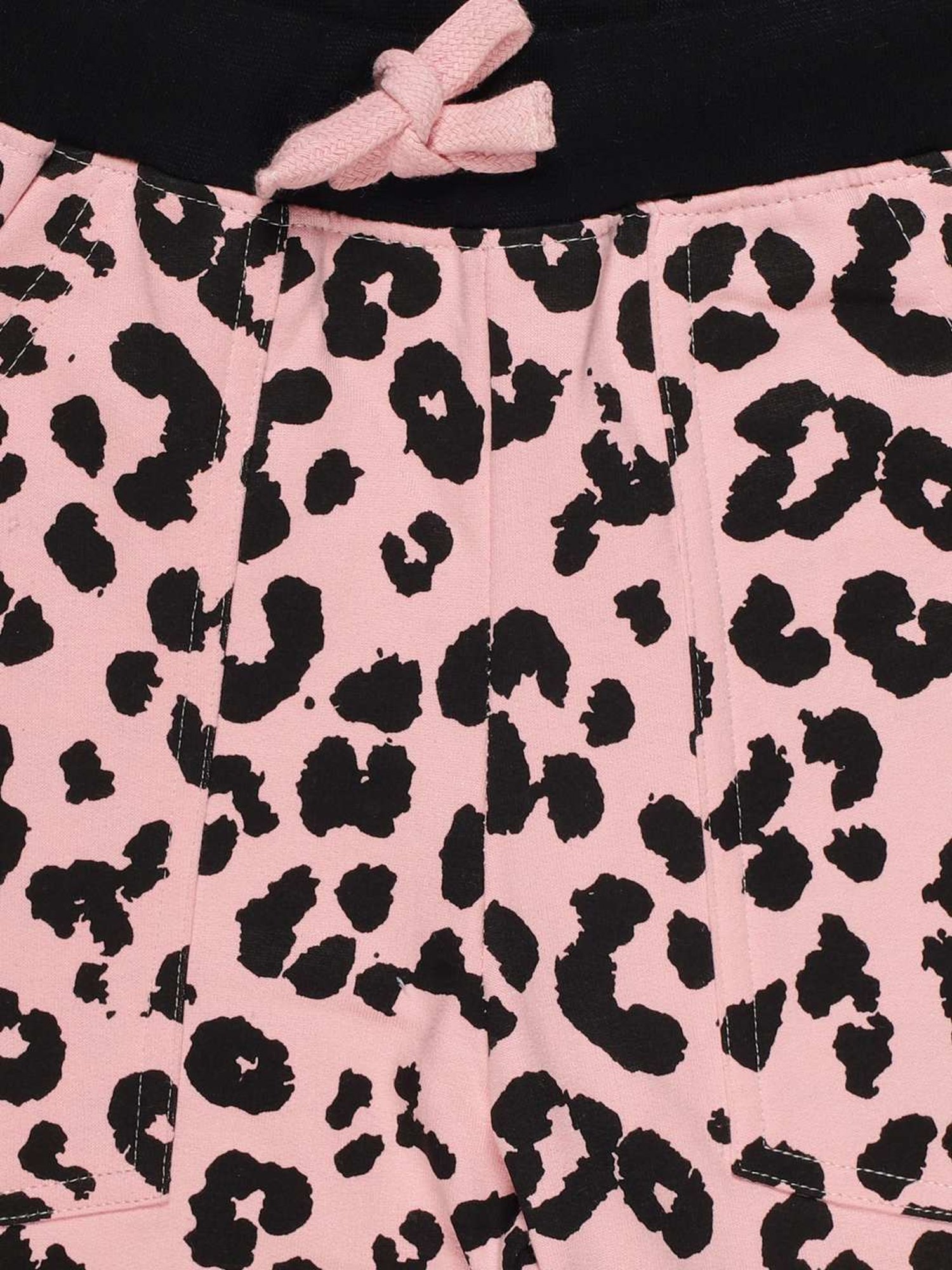 Kiddopanti Kids Peach & Black Printed Trackpants