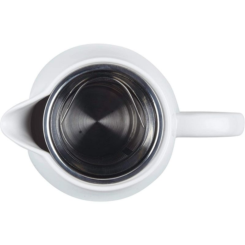 Meyer Corporation BonJour Wayfarer Ceramic Collection 34-oz Ceramic Coffee Pot w/Stainless Steel Filter, Matte White