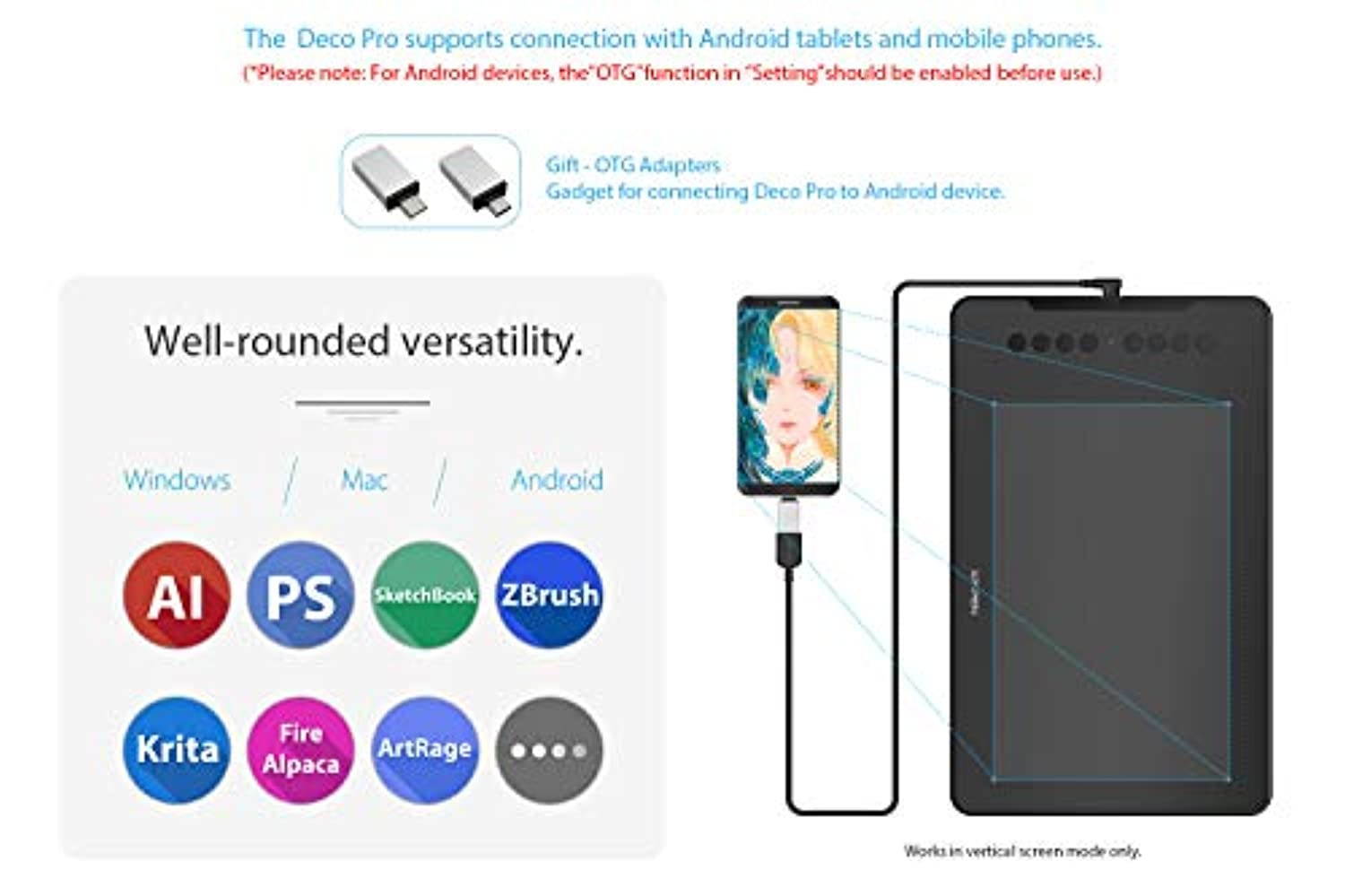 XP-PEN Deco 01 V2 Graphics Tablet 10x6.25 Inch Drawing Pen Tablet 8192 Levels Pressure Battery-Free Pen with Tilt Function Android Supported and 8 Shortcut Keys (Deco01V2)