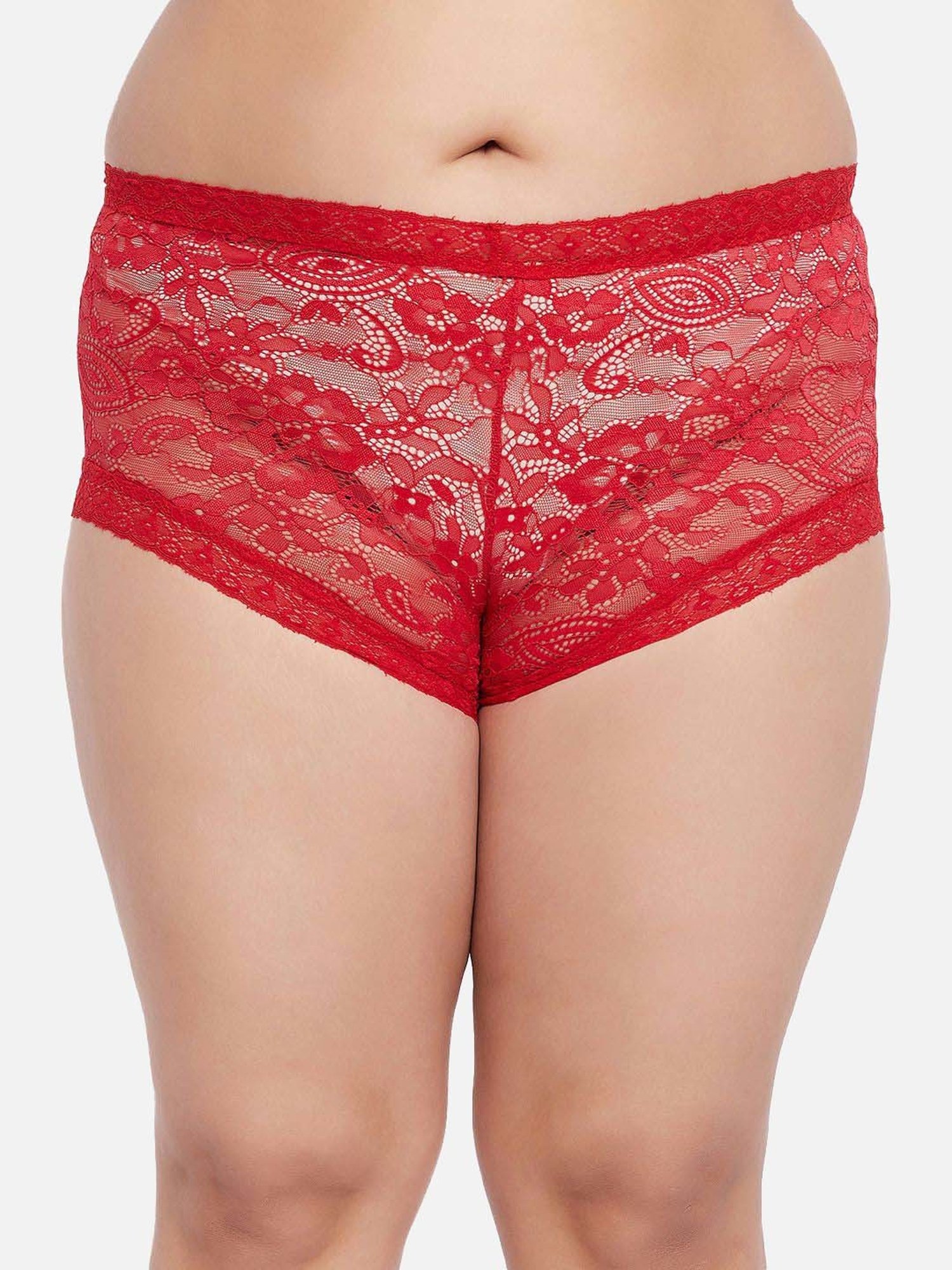 Secrets By ZeroKaata Red Lace Work Hipster Panty