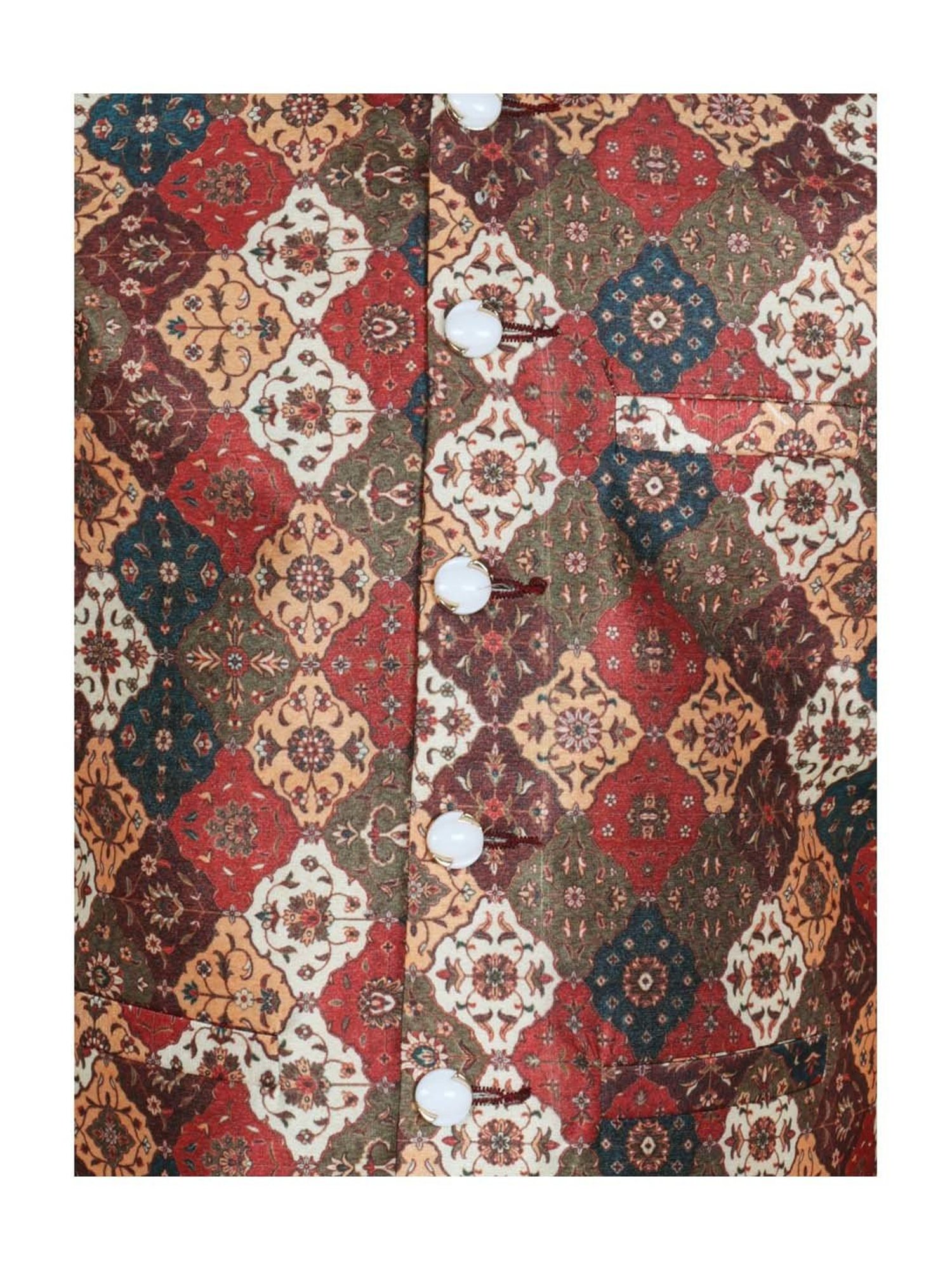 SG Yuvraj Kids Brown & Grey Printed Full Sleeves Kurta Set