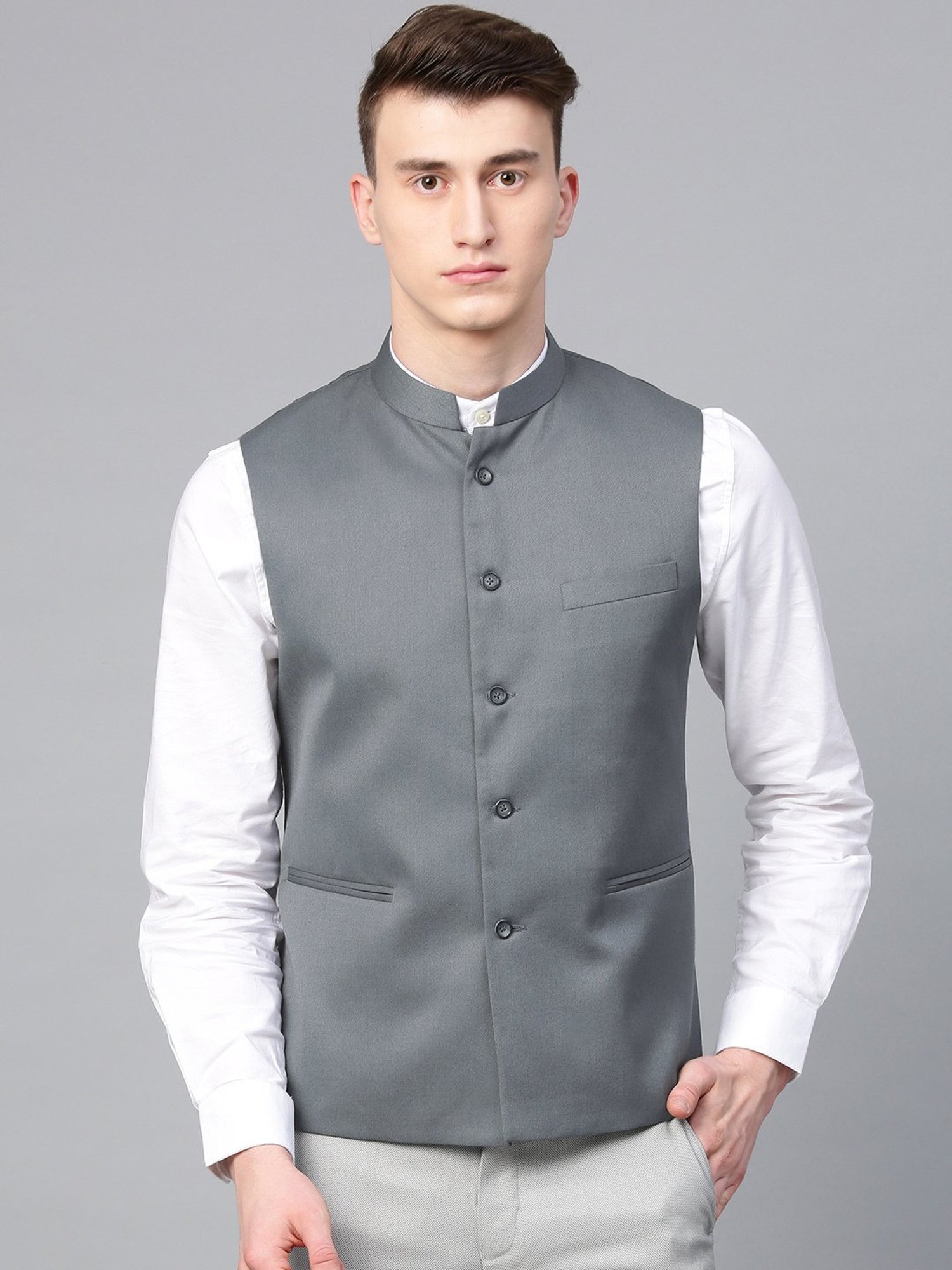 ManQ Grey Sleeveless Waistcoat