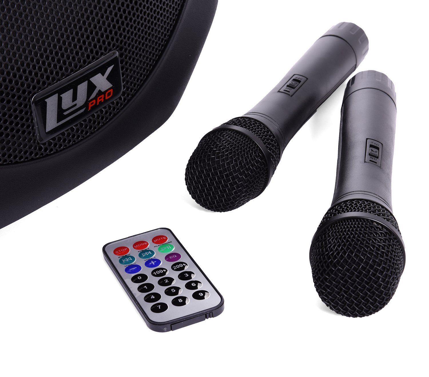 LyxPro 12&rdquo; Battery PA Speaker w/ 2 Wireless Microphones , Blootuth MP3 USB SD