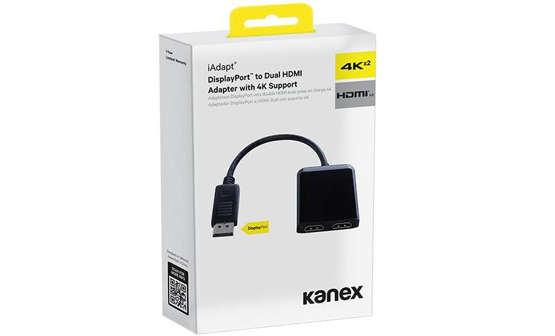 Kanex iAdapt DisplayPort to Dual HDMI Adapter with 4K Support
