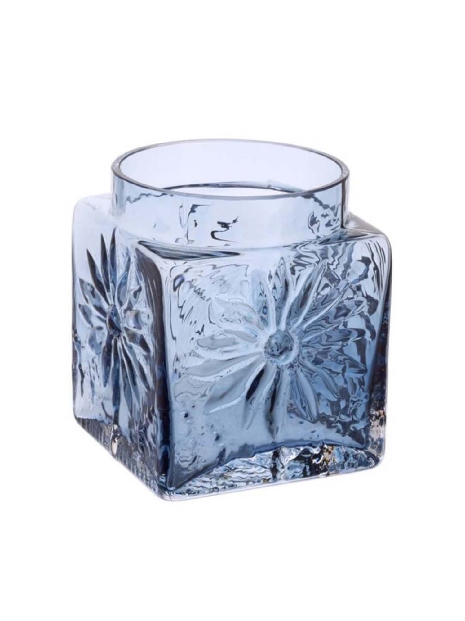 Dartington 'Marguerite' Blue Glass Flower Vase - Set of 1