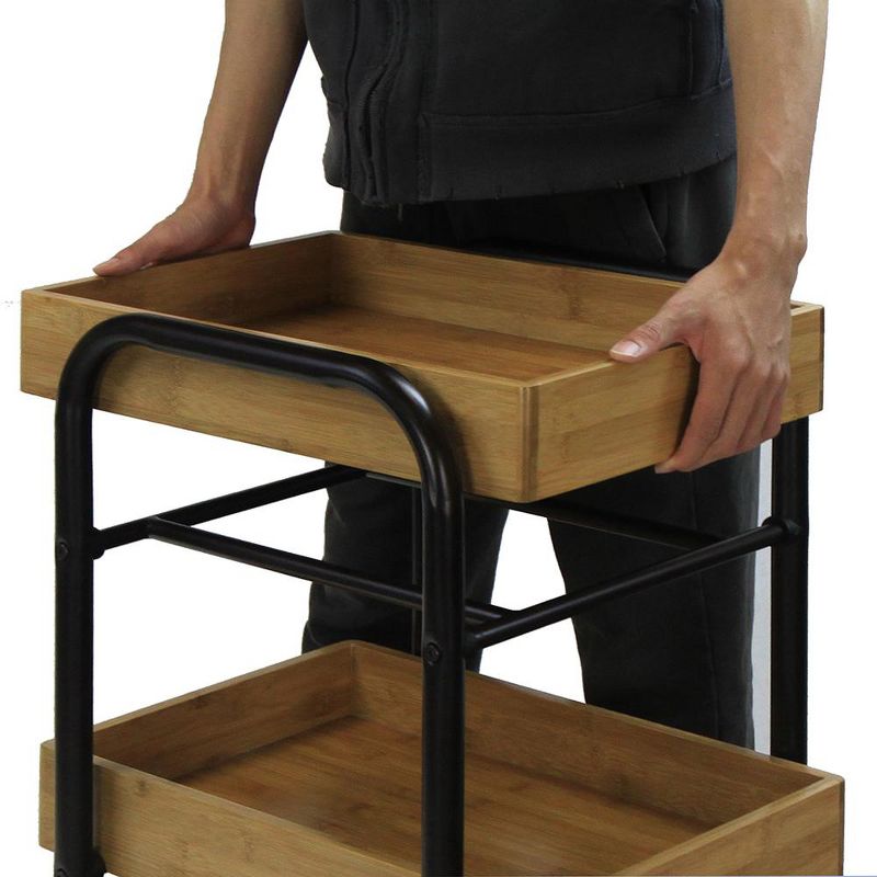 Oceanstar Portable Storage Cart with 3 Easy Removable Bamboo Trays