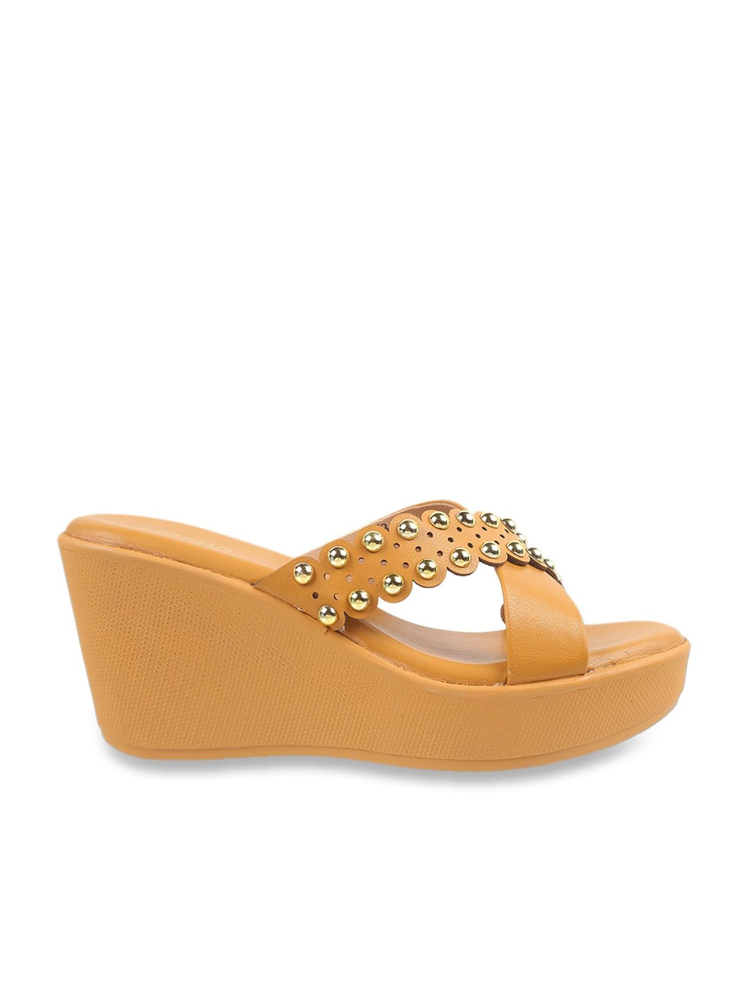 Metro Women's Yellow Cross Strap Wedges