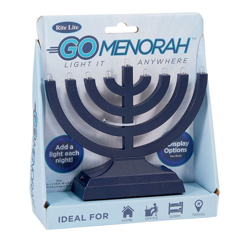 Rite Lite 6" LED Battery Operated Hanukkah Menorah - Navy Blue