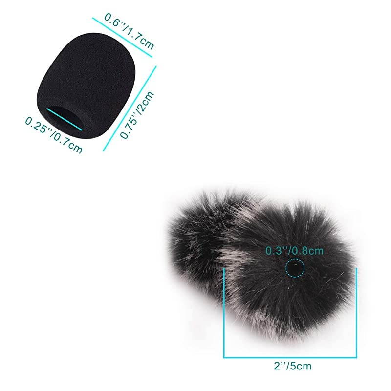 Mini Lapel Headset Microphone Windscreen Foam Cover Furries Lapel Microphone Covers Black 12 Piece