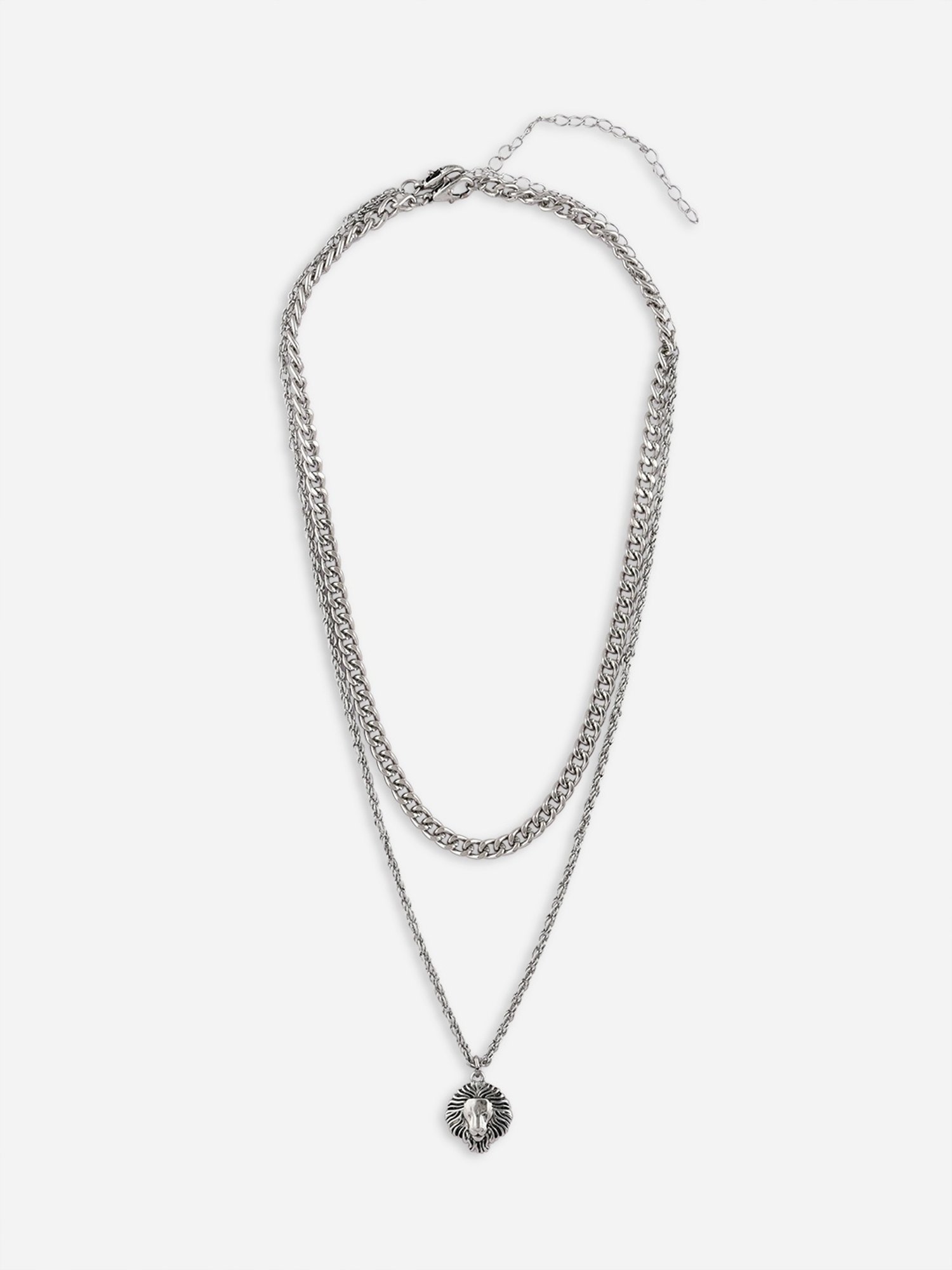 The Bro Code Animal Lion Fusion Silver Necklace for Men - Set of 2