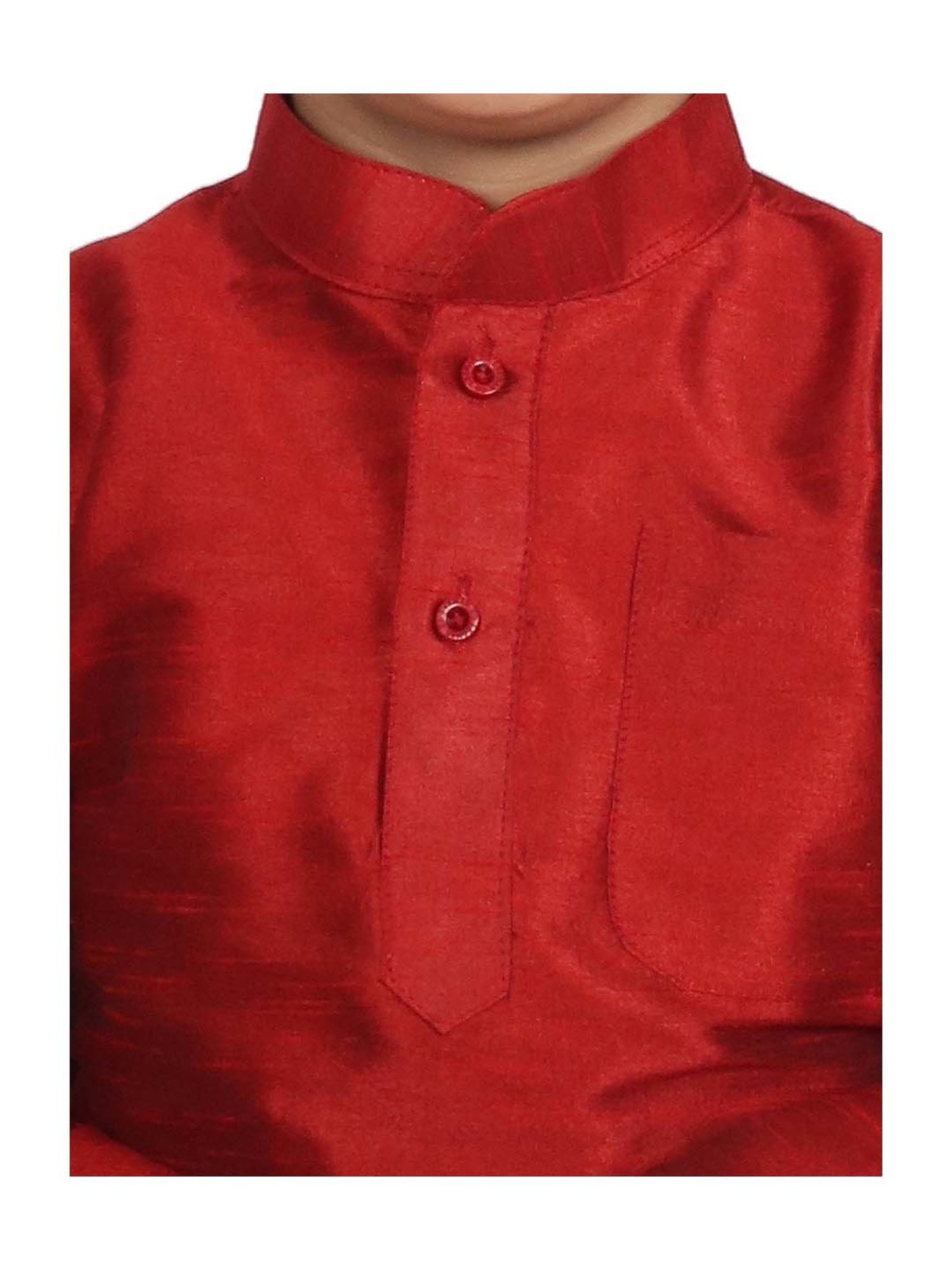 SG Yuvraj Kids Gold & Maroon Textured Pattern Full Sleeves Kurta Set