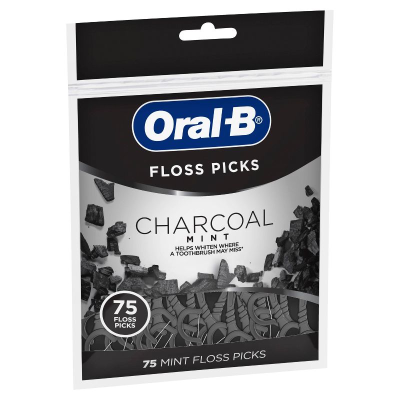 Oral-B Charcoal Mint Floss Picks - 75ct
