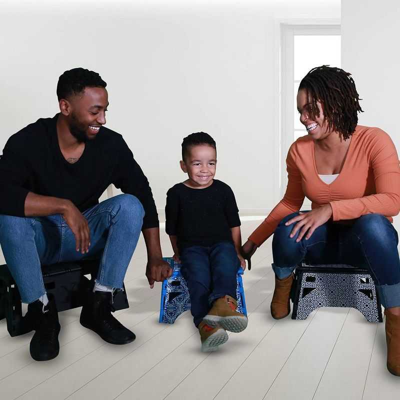 13" eXpace Folding Step Stool With Printing Damask Black