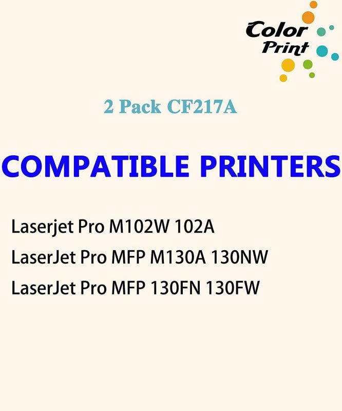 2-Pack ColorPrint Compatible CF217A Toner Cartridge Replacement for 17A 217A 19A CF219A Work with Laserjet Pro M102 M130 Series M102w M102a MFP M130fn M130nw M130fw M130a Printer (Black)