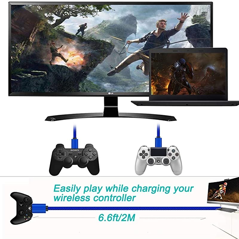 Mini USB Charging Cable 66ft for Sony PS3 ControllerGoPro HERO4 Hero 3+HDMP3 PlayersGarmin GPS Navigator NuviPDAsPlaystation 3Nylon Braided USB 20 Type A to Mini B Data Charger Cord