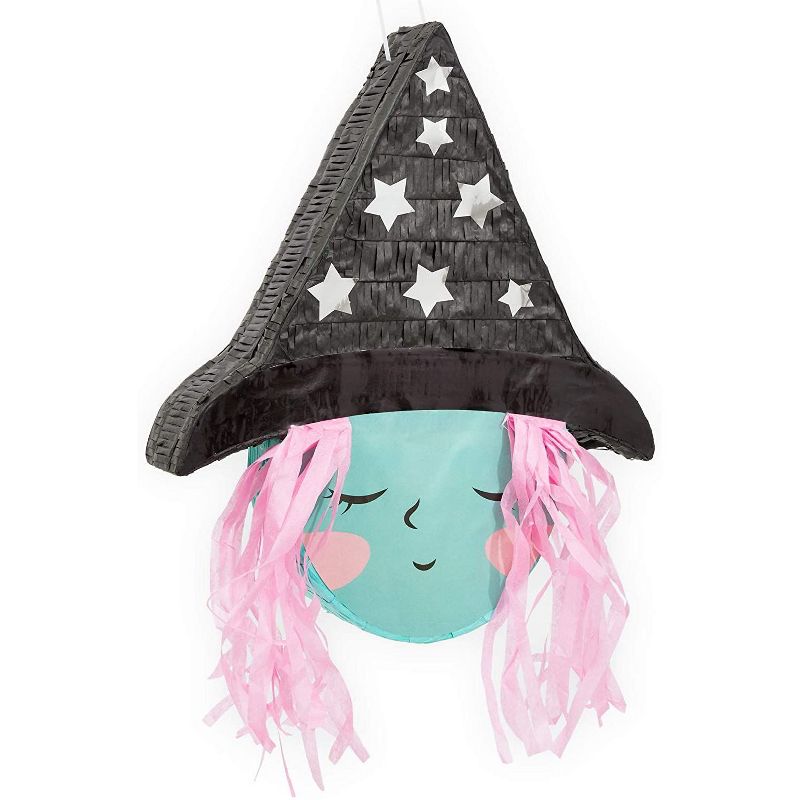 Spooky Central Small Witch Pinata for Halloween Party (15.5 x 13 x 3 Inches)