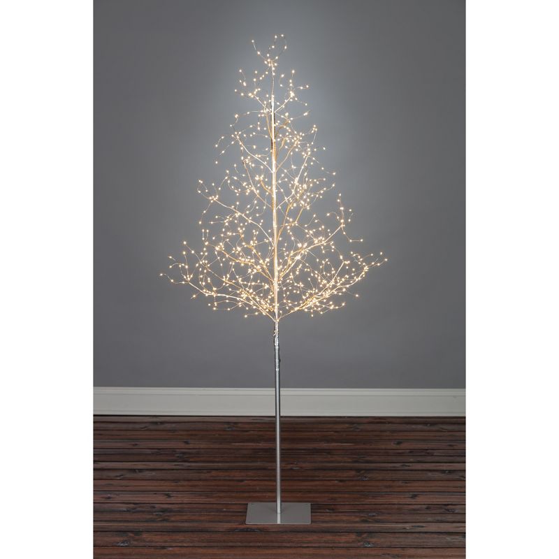 Everlasting Glow 72-Inch High Silver Electric Tree with 690 Warm White Micro LED Lights