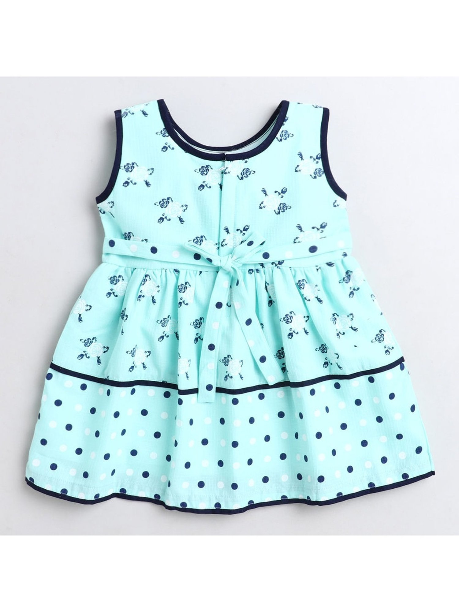 The Magic Wand Kids Mint Cotton Floral Print Dress