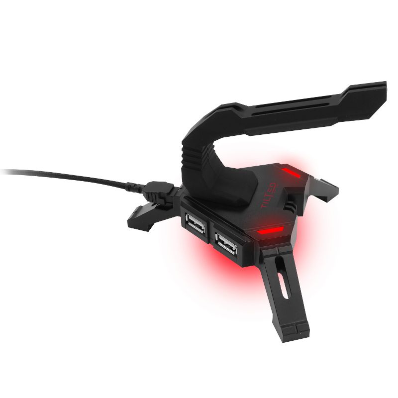 Tilted Nation Gaming Mouse Bungee Cable Management Cord Holder - Red LED