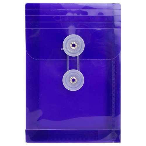 JAM PAPER Plastic Envelopes with Button & String Tie Closure - 4 1/4 x 6 1/4 - Lilac Purple - 12/Pack