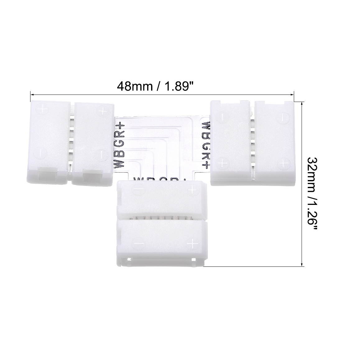 12mm 5P T-shape LED Strip Connector Quick Splitter for 5050 RGB 5 Conductor Strip Lights 5Pcs