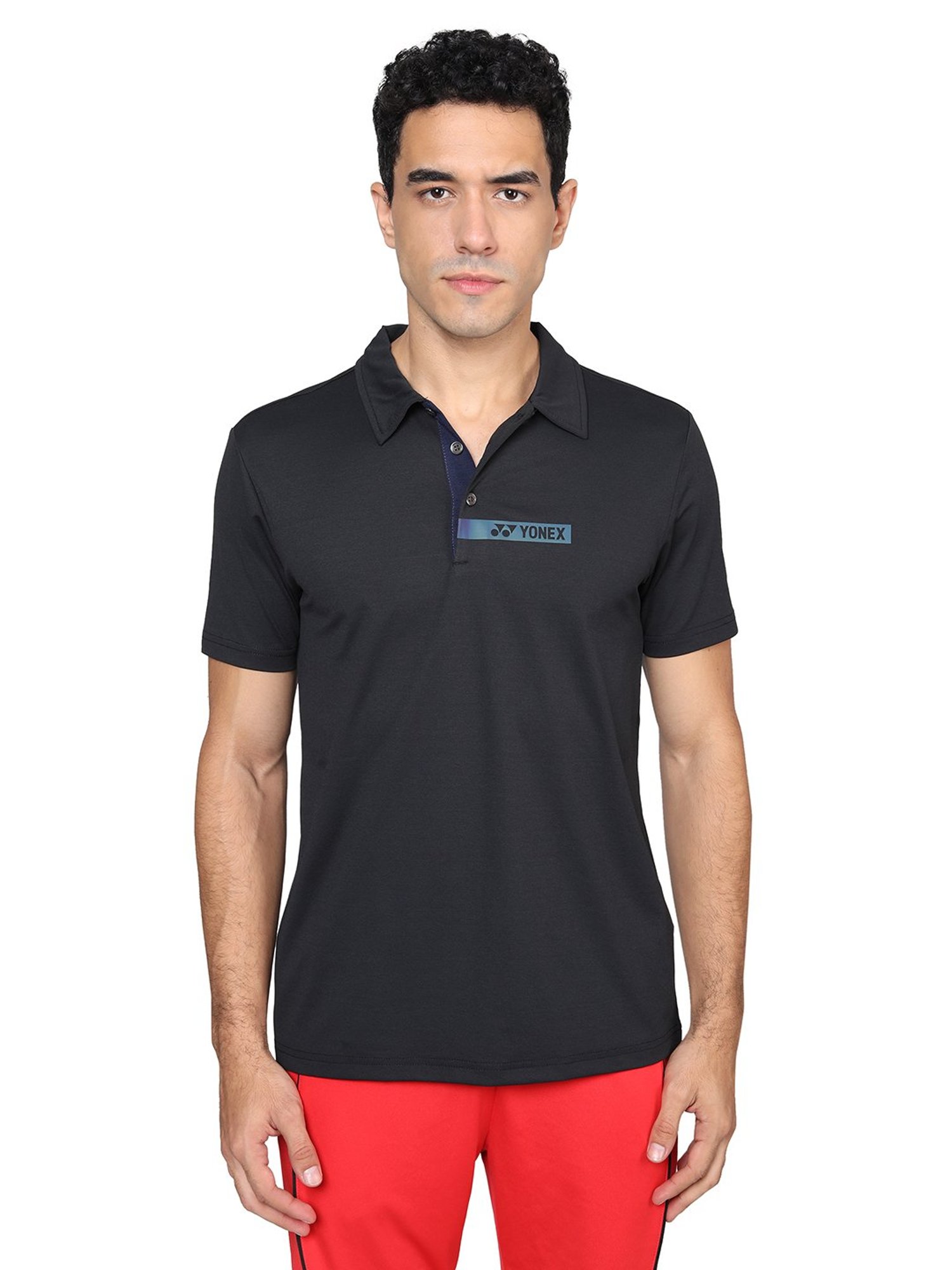 Yonex Jet Black Regular Fit Badminton Polo T-Shirt