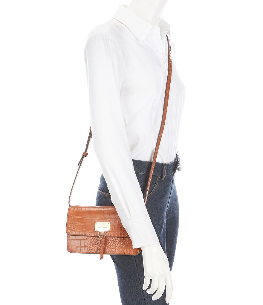 Kate Landry Croco Flap Crossbody Bag