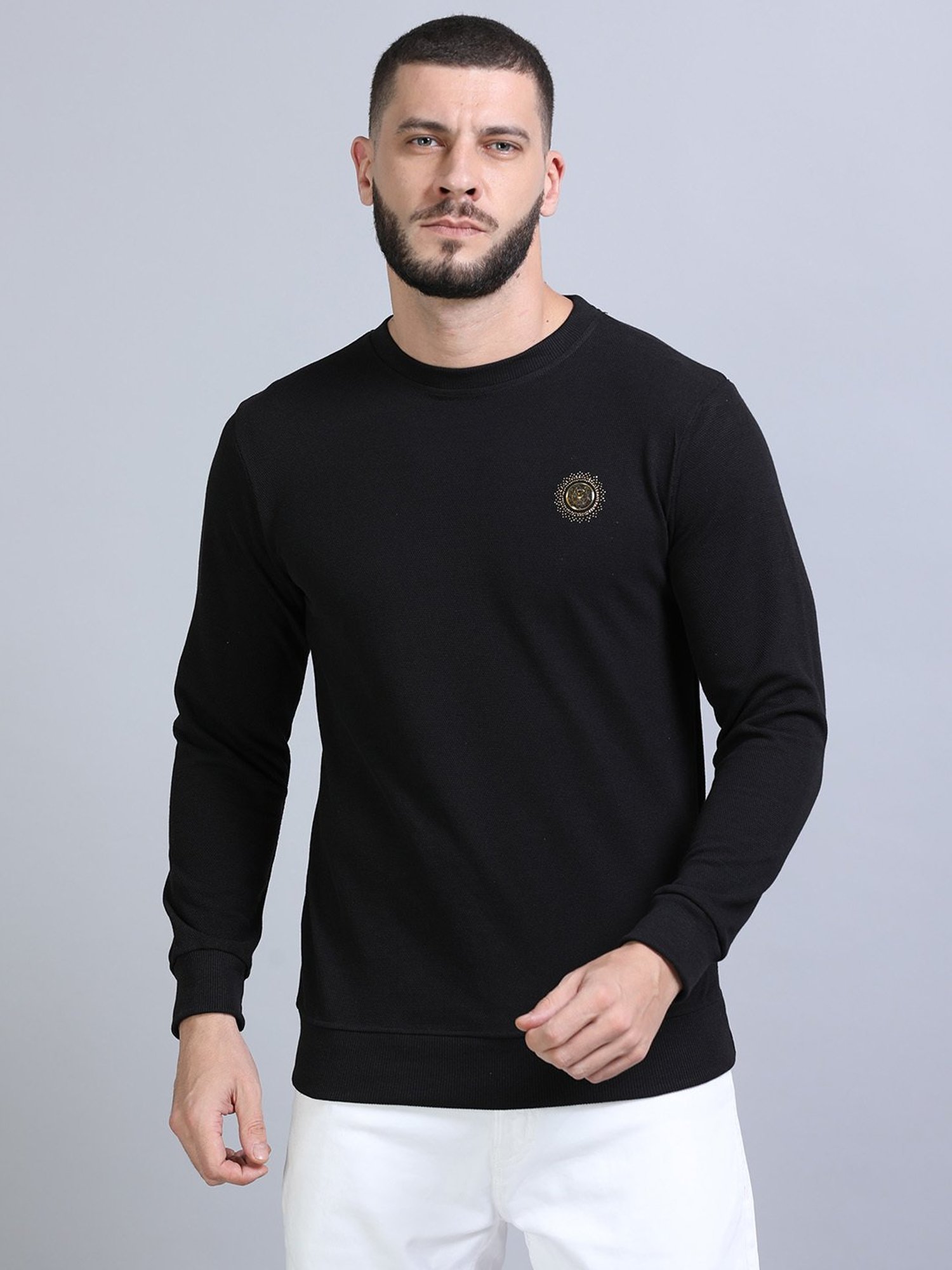 Forca Black Regular Fit Printed Sweatshirt