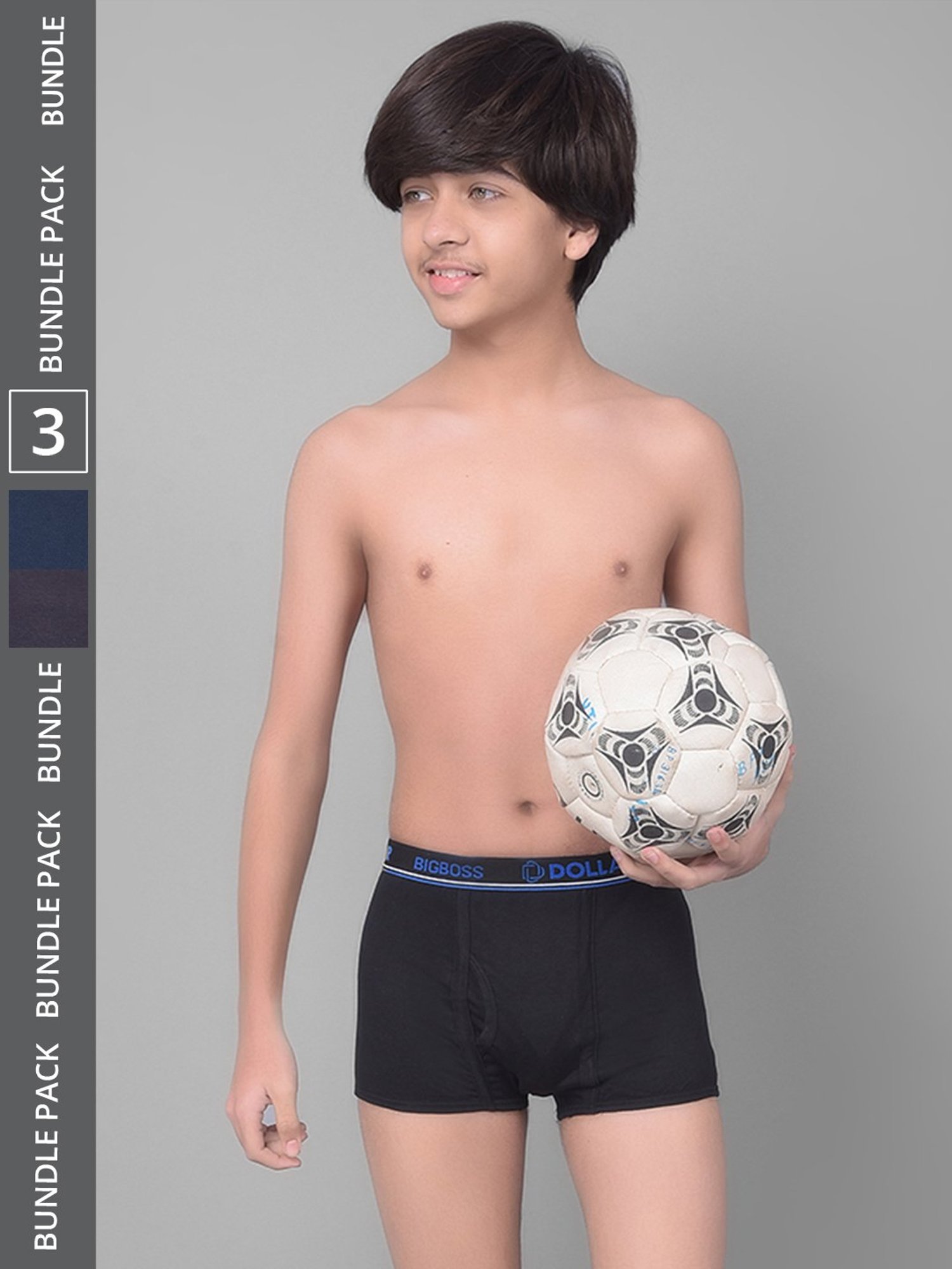 Frenchie Kids Pink & Grey Solid Briefs (Pack Of 2)