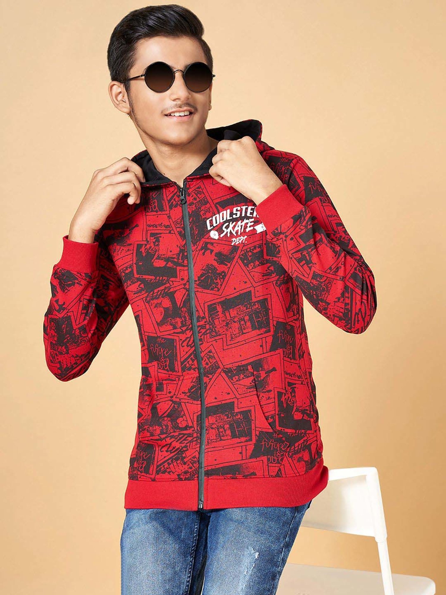 Coolsters by Pantaloons Kids Red Cotton Printed Full Sleeves Sweatshirt