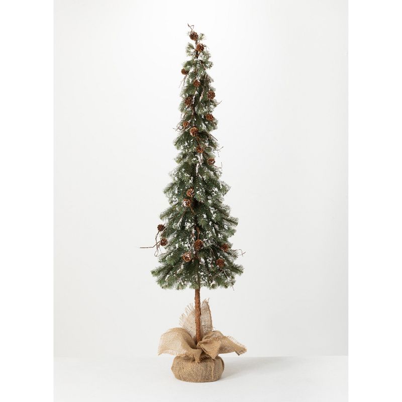 Home Heritage Snowdrift Spruce 6.5 Foot Flocked Christmas Tree with White Lights
