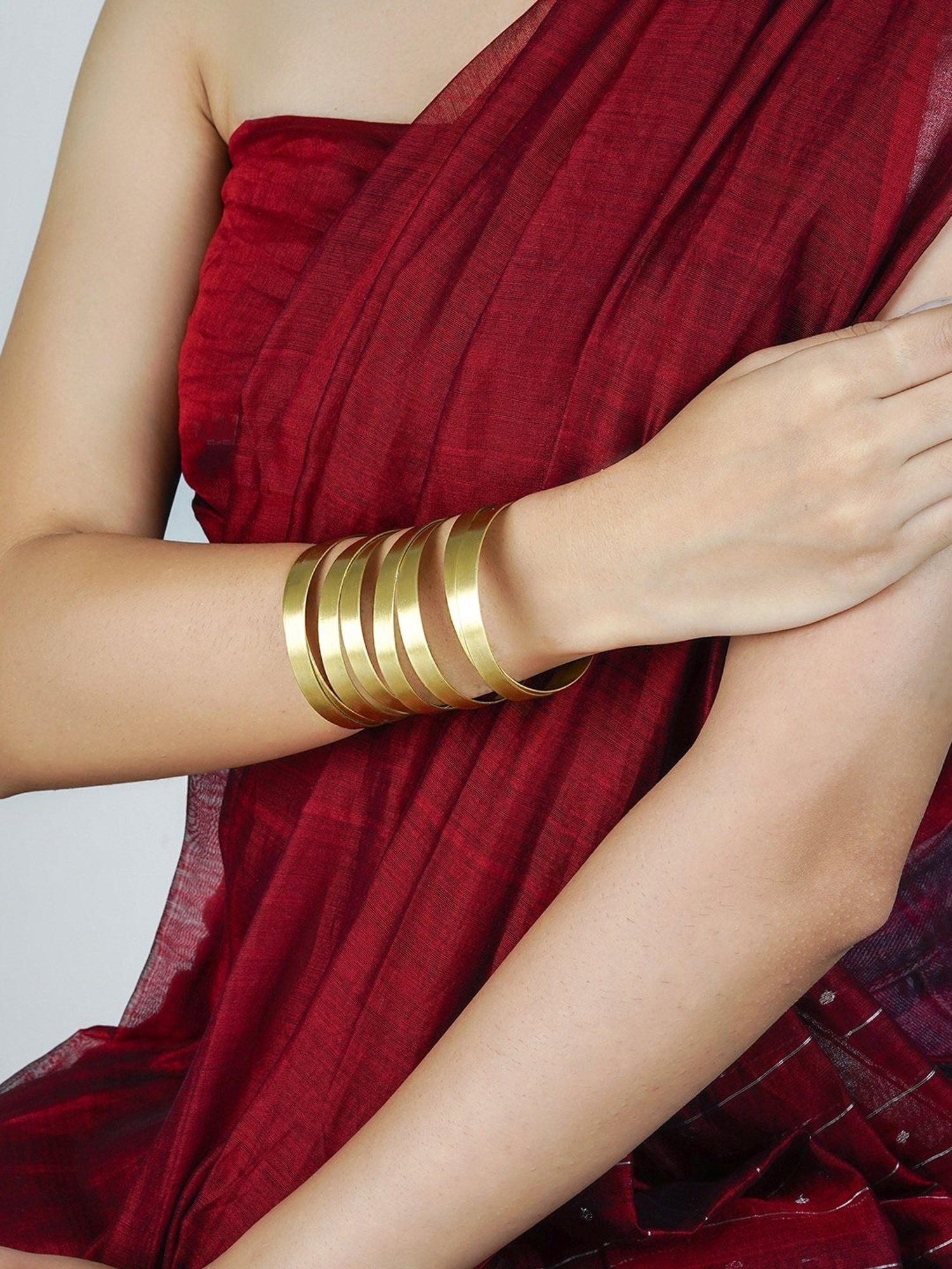 Teejh Pranjalika Golden Cuffs Bracelet for Women