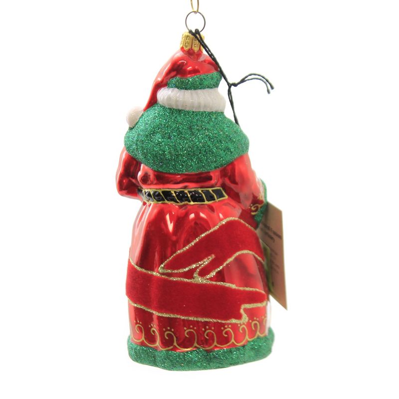 Joy To The World 6.0" Vintage Bells Bratislava Santa Ornament Metzler Bro Flock  -  Tree Ornaments