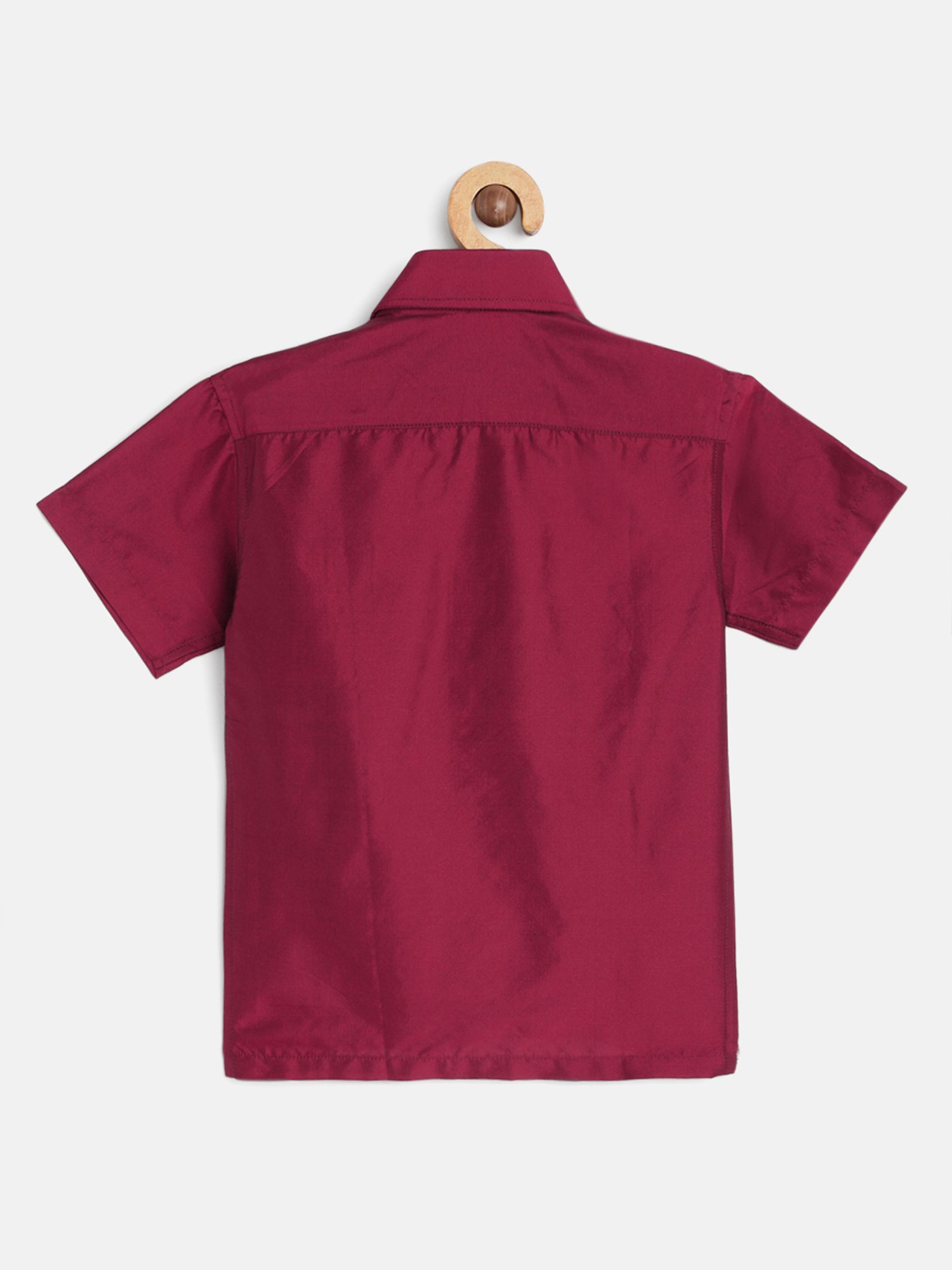 THANGAMAGAN Kids Wine Solid Lining Shirt